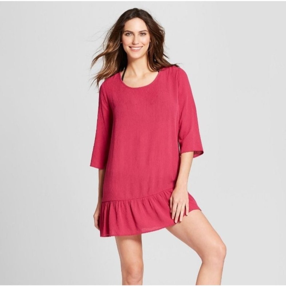 Long Sleeve Tassle Back Coverup Dress